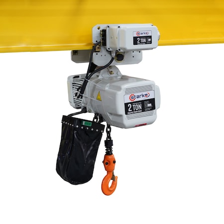Starke Electric Chain Hoist and Motorized Trolley Combination, 2 Ton, 20 ft, Lug, 460V 3-Phase STK2026HTS-20
